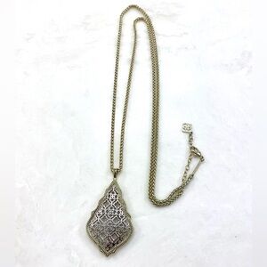 Kendra Scott Aiden Gold Filigree Teardrop Pendant Necklace with Silver Accents